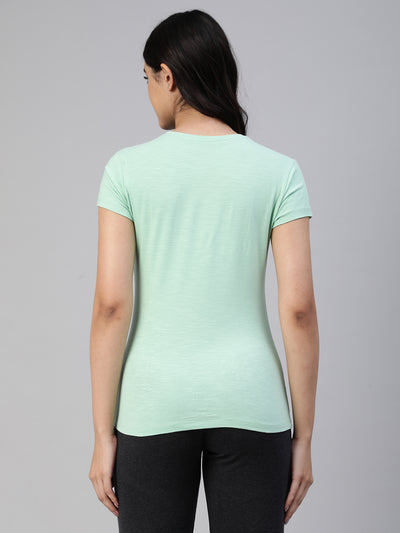 Green Printed Round Neck T-Shirt #403