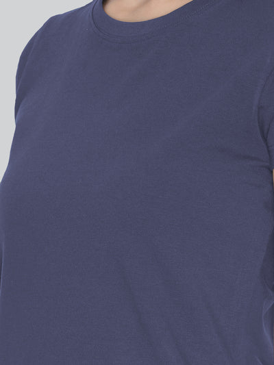 Blue Round Neck T-Shirt For Women