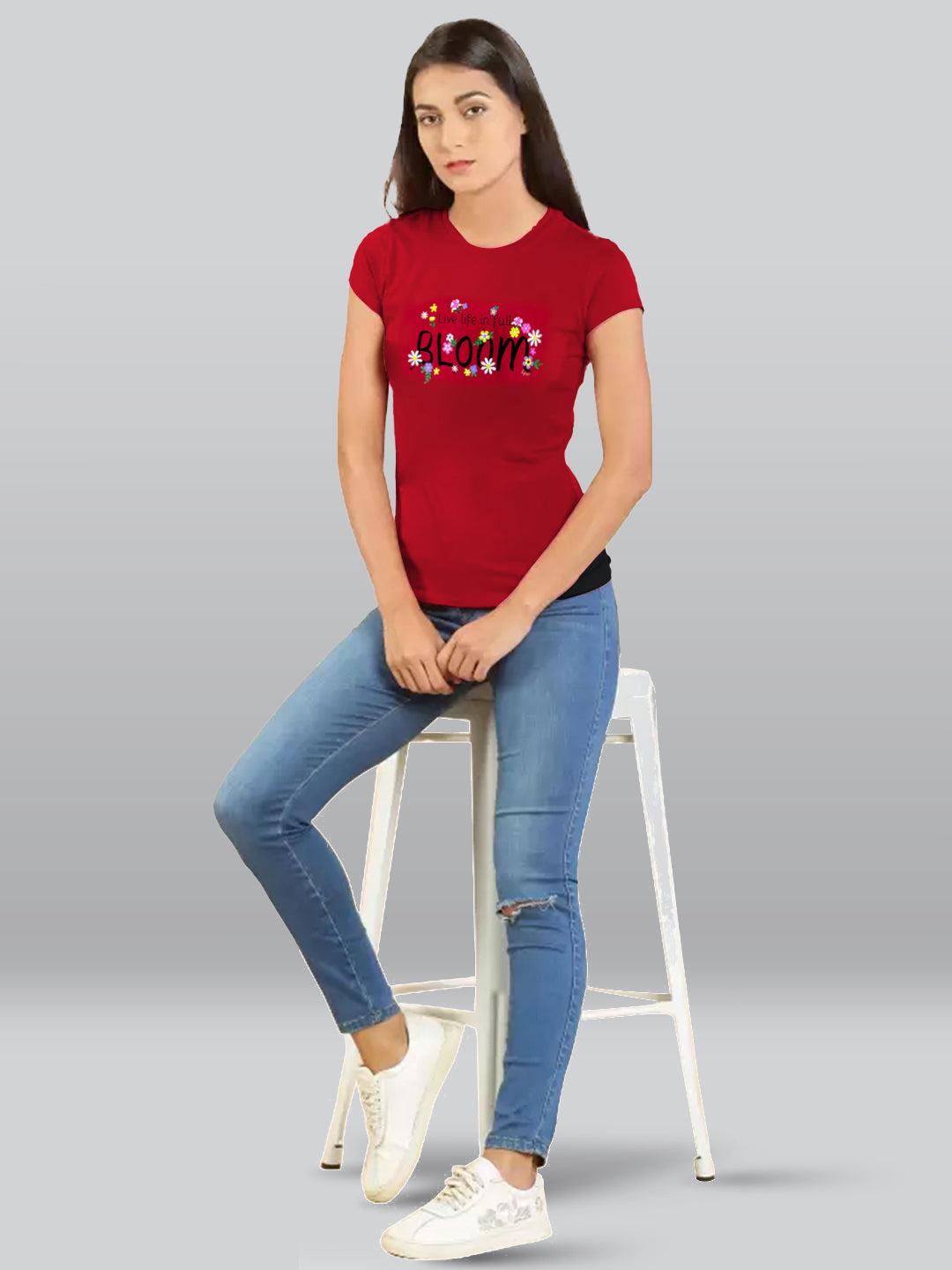 Maroon Printed Round Neck T-Shirt #403