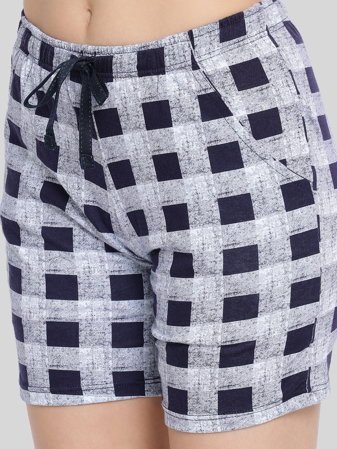 Navy Printed Night Shorts #603 - Main Image