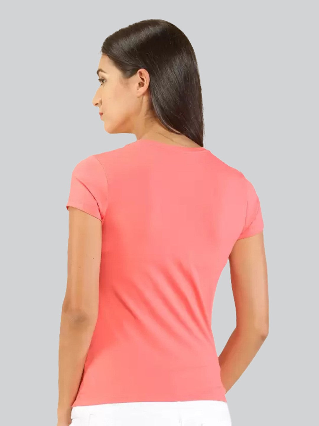 Coral Printed Round Neck T-Shirt #403